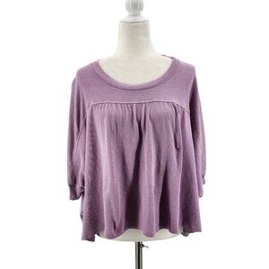 Known Supply Organic Cotton Oversized Purple Short Sleeve Crop Top Womens Small